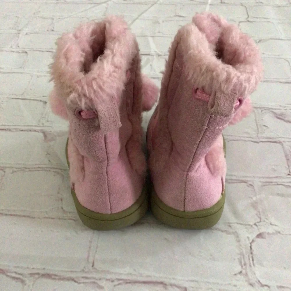 Faded Glory Pink Pommy Faux Fur Winter Boots - Size 3